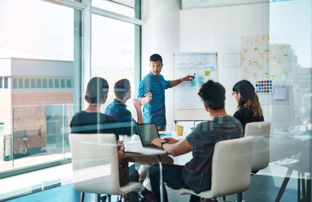 Team meeting to review building service plans and repair coordination